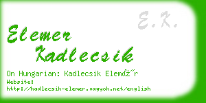 elemer kadlecsik business card